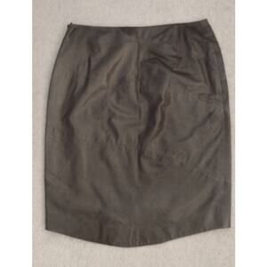 Escada Sport Lined Leather Knee‎ Length Skirt, Dark Brown, Sz 6